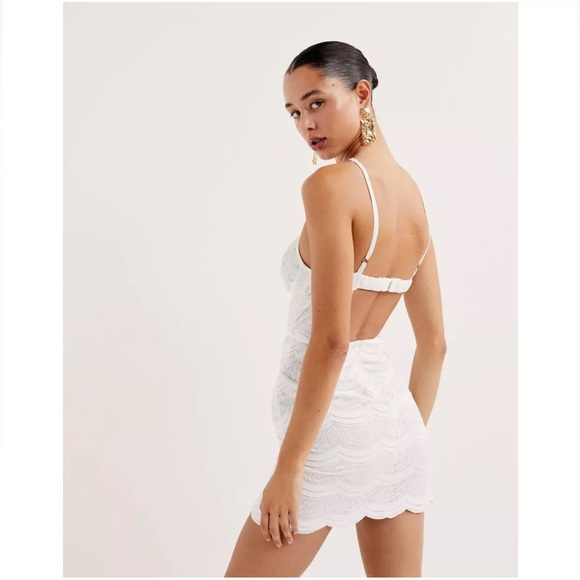 NWT For Love & Lemons Mimi Mini White Lace Dress - Size Large - Picture 2 of 6